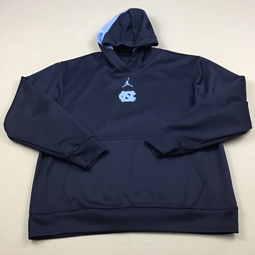 North Carolina Tar Heels Hoodie Men Large Blue Jordan Center Logo Pullover NCAA